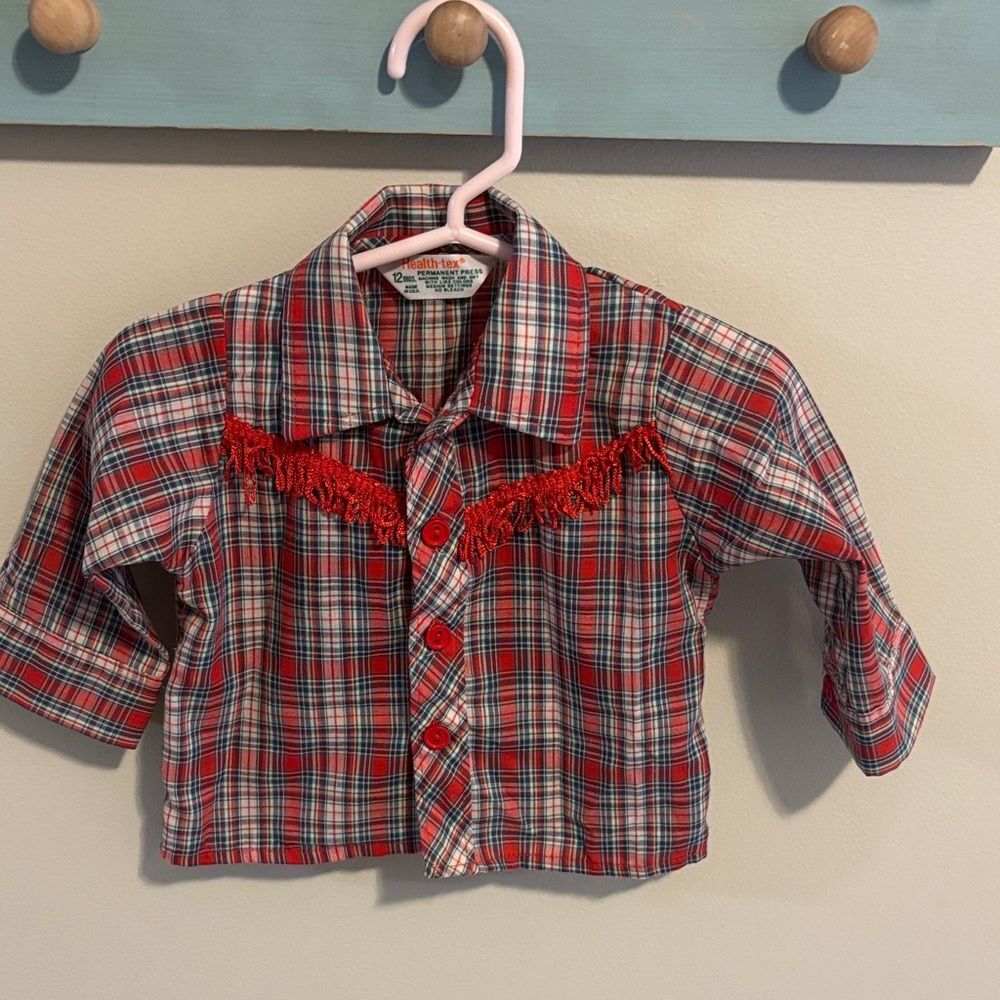 Healthtex Red and Blue Plaid Button Down Shirt size 12 months